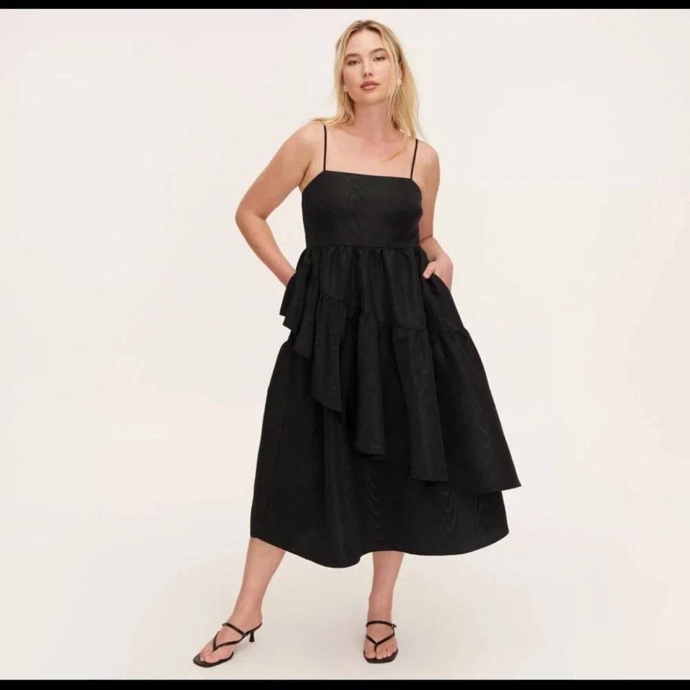 NEW! Kate Spade New York Target Tiered Ruffle Midi Tank Dress Black SZ L